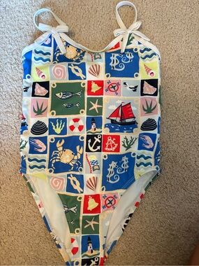 Nautical Print One-Piece Swimsuit - Multicolor